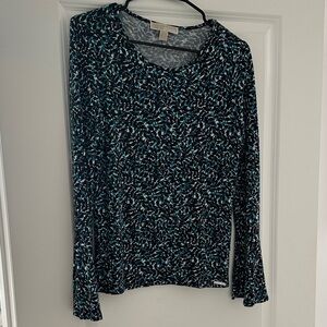 Michael Kors Black and Blue Long Sleeve Top